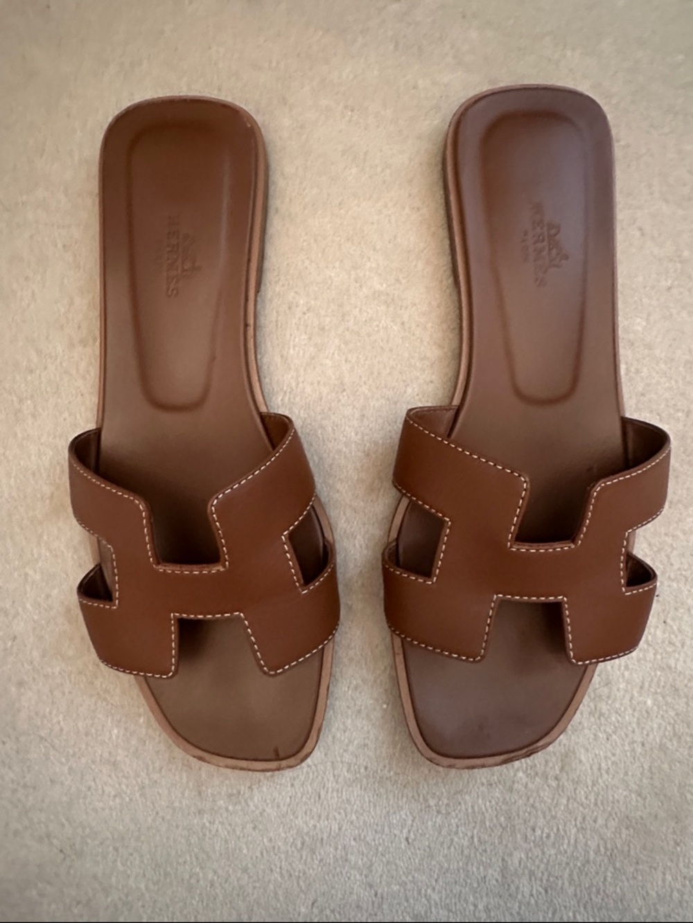 Hermes Oran Leather Slide Sandals - Picture 6 of 9